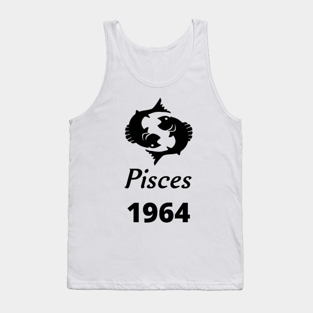 Black Zodiac Birthday Pisces 1964 Tank Top by Down Home Tees